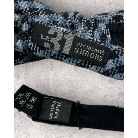 LE 31 Silk Bow Tie Navy Blue Tartan W:2.2" EUC - Picture 3 of 3